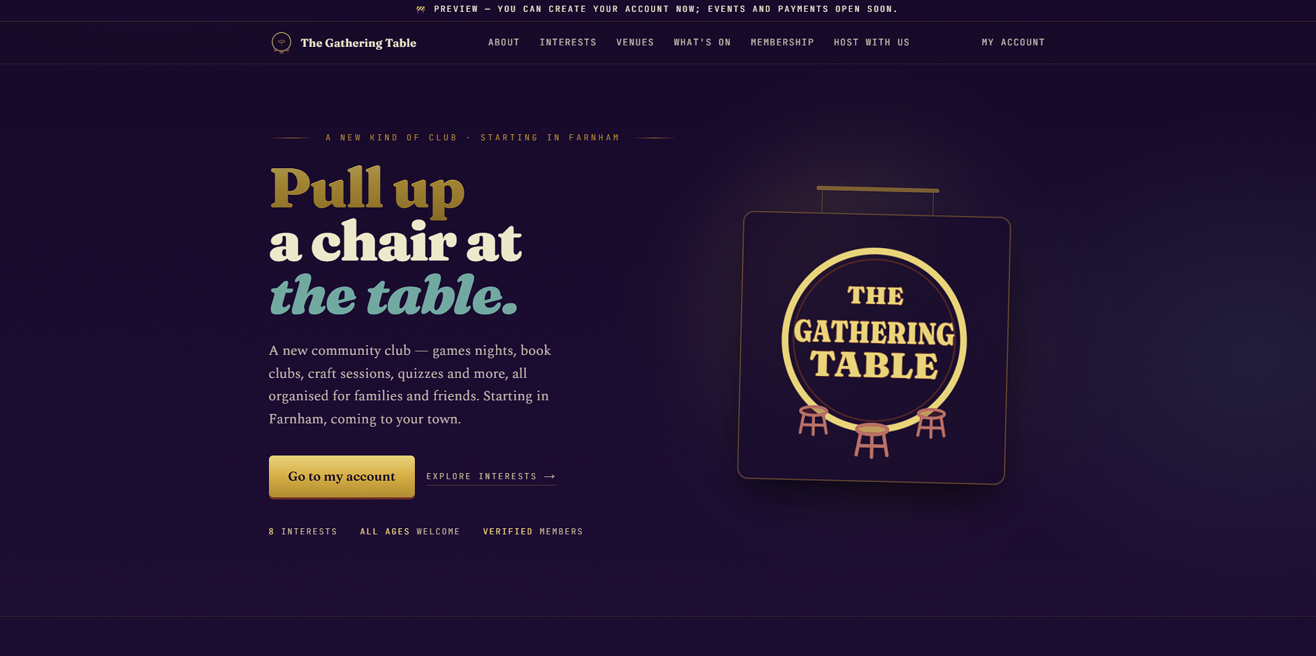 The Gathering Table community platform homepage